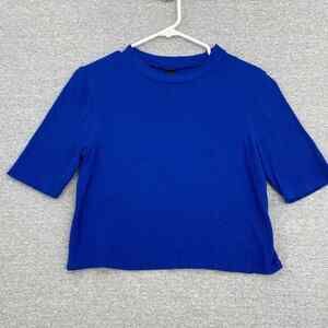 Bongo Shirt Womens Extra Large Blue Cropped Short Sleeve Top 80s Hip Hop Stretch